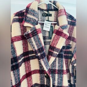 Coat Women’s BlankNYC Next In Line Plaid Coat, Size Small NWT